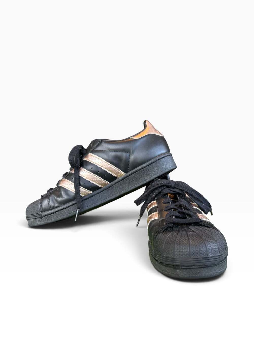 Adidas Superstar Black Rose Gold Sneakers Shoes 9